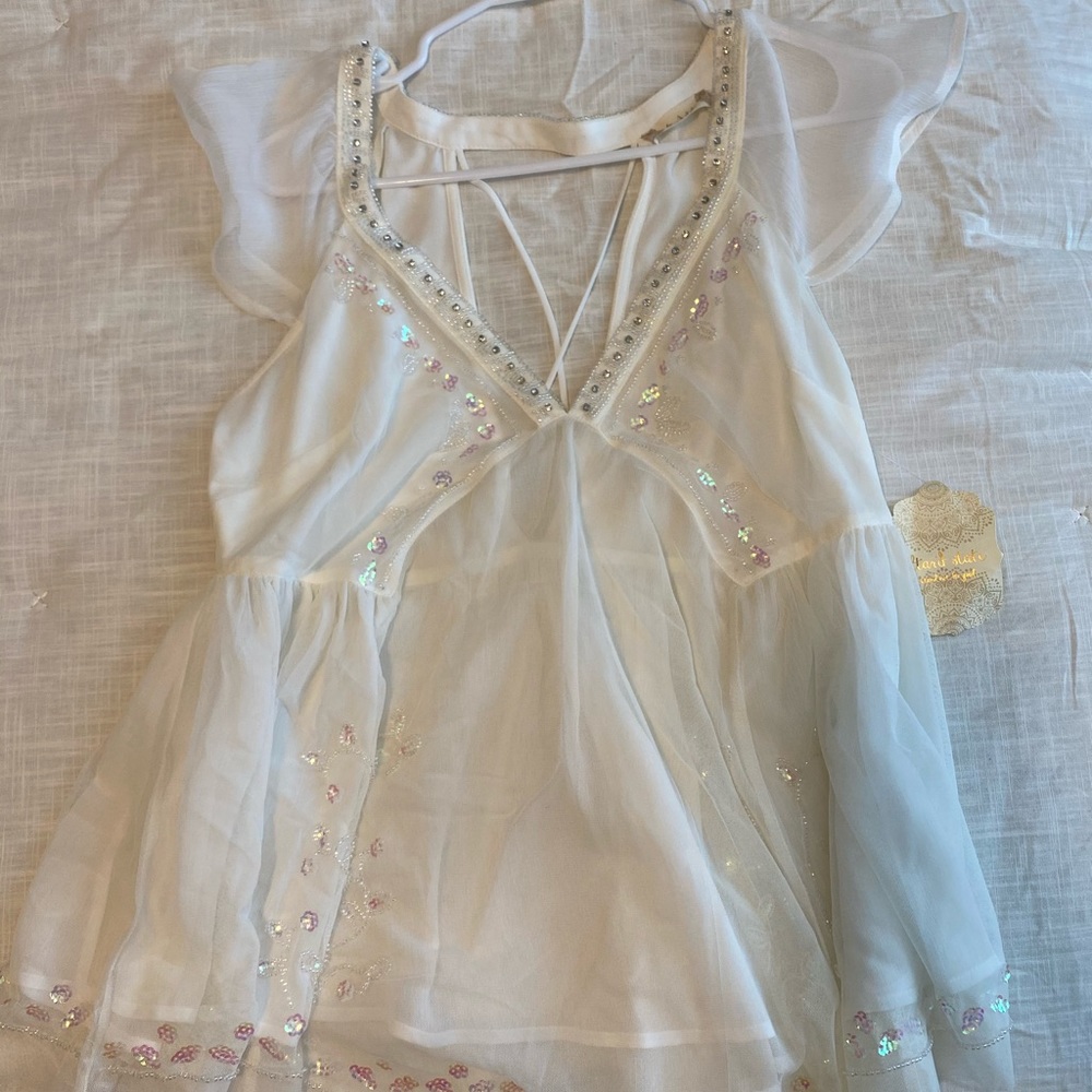 NWT Altar’d State Sequin Babydoll Top